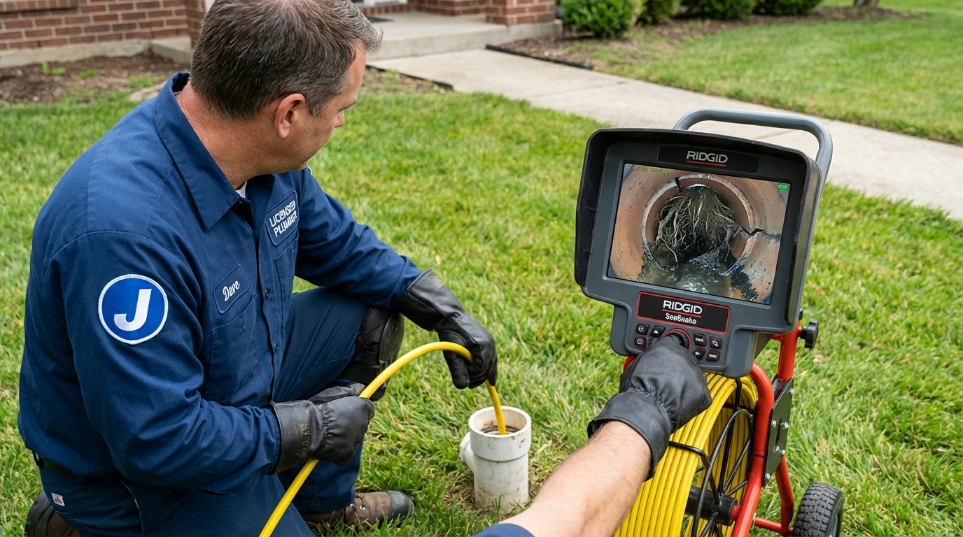 Sewer camera inspection being performed by Johns Plumbing LLC in North Versailles