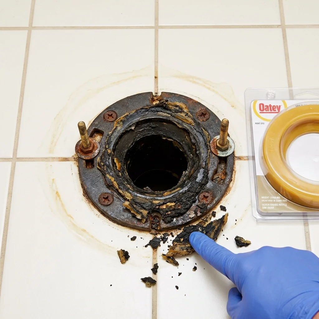 Failed wax ring showing water seepage at the base of a toilet in a North Versailles, PA home